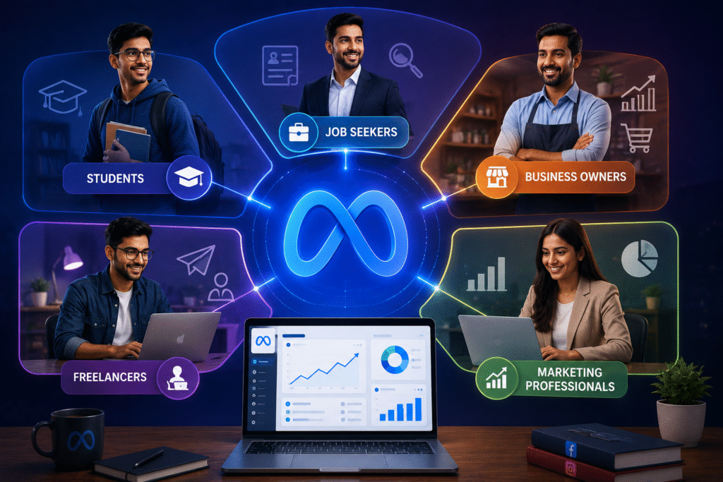 Meta Ads course designed for students, job seekers, business owners, freelancers, and marketing professionals.
